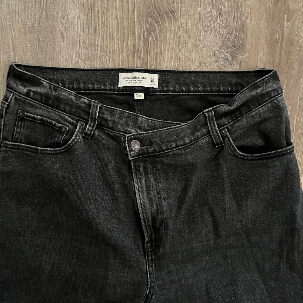 Abercrombie & Fitch Curve Love 90’s Slim Straight High Rise Criss Cross Waist - Picture 6 of 8